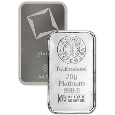 20 gram Platinum Bar - Random Brand - Secondary Market - 999.5 Fine