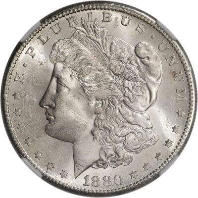 1880 S US Morgan Silver Dollar $1 - NGC Brilliant Uncirculated