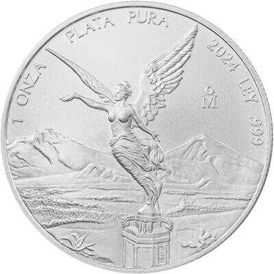 2024 Mexico Silver Libertad 1 oz 1 Onza - 1 Roll - Twenty Five 25 BU Coins