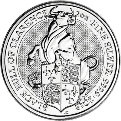 2018 Great Britain Silver Queen's Beasts - Black Bull £5 - 2 oz - BU
