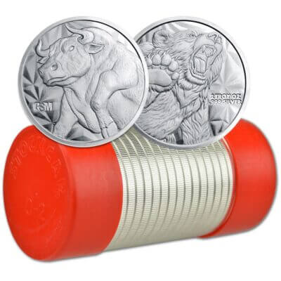 2 oz. Golden State Mint Silver Round Bull/Bear .999 Fine - Tube of 25