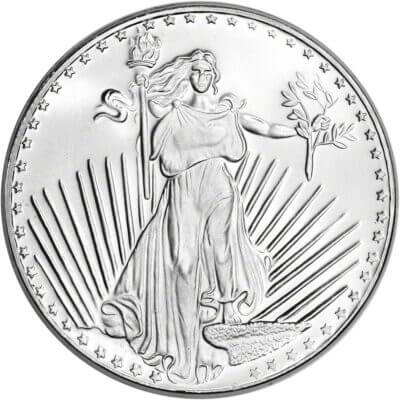 1 oz. Silvertowne Silver Round Saint-Gaudens Design .999 Fine Silver