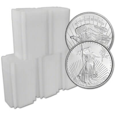 100 pc 1 oz Highland Mint Silver Round Saint-Gaudens Design .999 5 Tubes of 20