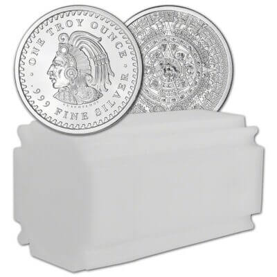 1 oz. Golden State Mint Silver Round Aztec Calendar .999 Fine Tube of 20