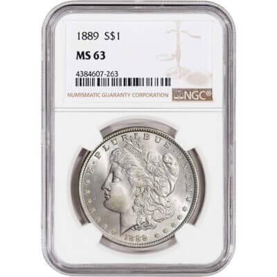 1889 US Morgan Silver Dollar $1 - NGC MS63