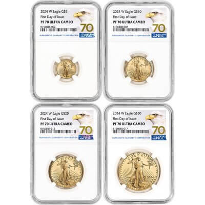 2024 W American Gold Eagle Proof 4 pc Year Set NGC PF70 UCAM First Day Issue 70