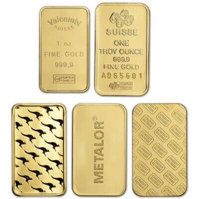 1 oz. Gold Bar - Random Brand - Secondary Market - 999.9 Fine