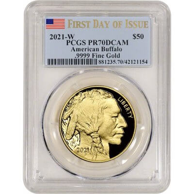 2021 W American Gold Buffalo Proof 1 oz $50 PCGS PR70 DCAM First Day of Issue