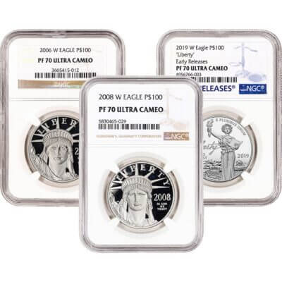 American Platinum Eagle 1 oz $100 - NGC PF70 Random Date and Label