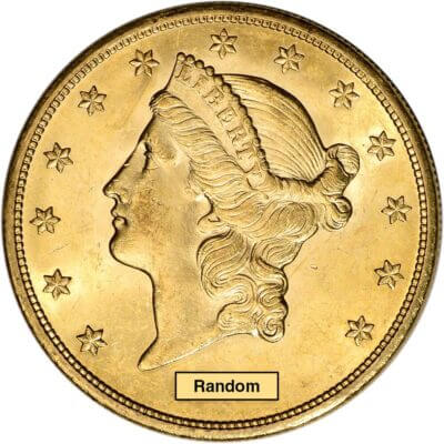 US Gold $20 Liberty Head Double Eagle - PCGS MS62 - Random Date and Label
