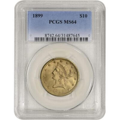 US Gold $10 Liberty Head Eagle - PCGS MS64 - Random Date