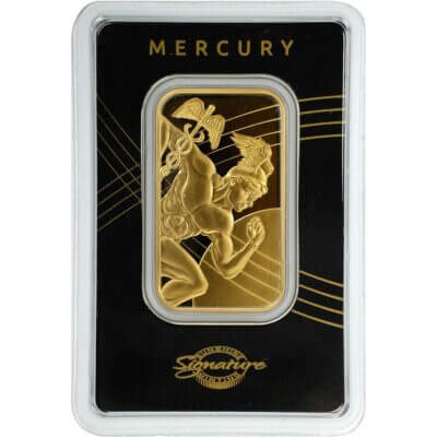 1 oz Gold Bar - Sunshine Minting Mercury .9999 Fine in Assay Card