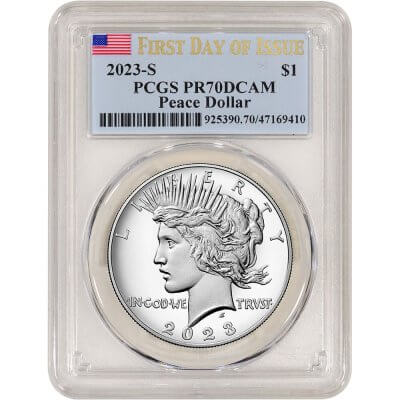 2023 S US Peace Silver Dollar Proof $1 PCGS PR70 DCAM First Day Issue