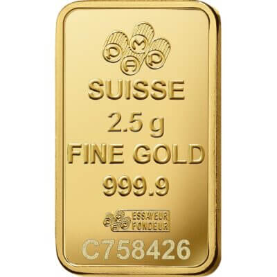 2.5 gram Gold Bar - PAMP Suisse - Rosa - 999.9 Fine in Sealed Assay