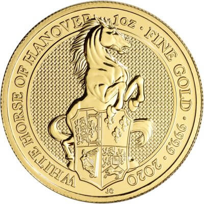 2020 Great Britain Gold Queen's Beasts White Horse £100 - 1 oz - BU
