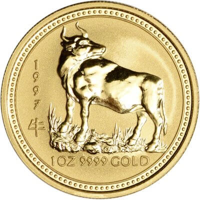 1997 Australia Gold Lunar Series I Year of the Ox 1 oz $100 - BU