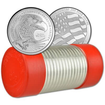 2 oz Golden State Mint Silver Round Eagle Design .999 Fine Tube of 25