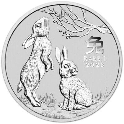 2023 P Australia Silver Lunar Year of the Rabbit 1/2 oz 50C - BU - Five 5 Coins