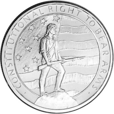 2 oz Golden State Mint Silver Round Right to Bear Arms Design .999 Fine Tube 25