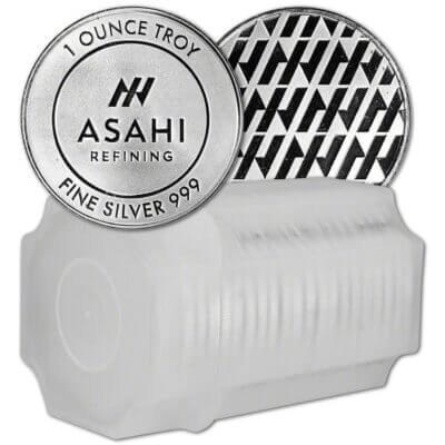 1 oz Silver Round - Asahi Refining .999 Fine Lot Roll Tube of 20
