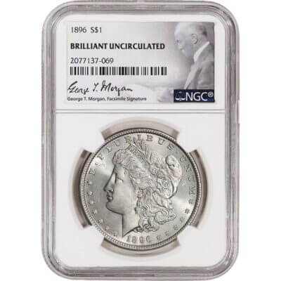 1896 US Morgan Silver Dollar $1 - NGC Brilliant Uncirculated