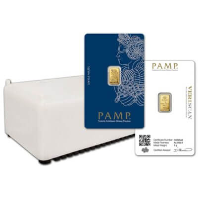 1 gram Gold Bar - PAMP Suisse - Fortuna - 999.9 Fine  Box of 25