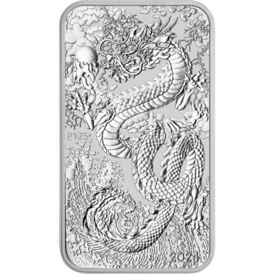 2024 P Australia Silver Dragon Rectangle Coin Bar 1 oz $1  20 Coins in Mint Tube