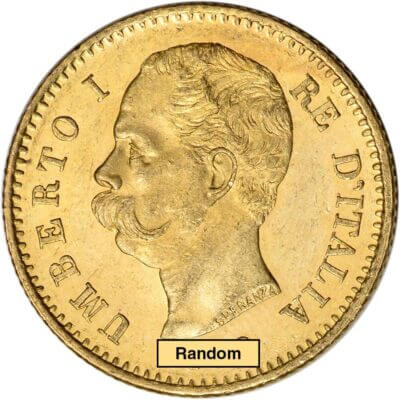 Italy Gold 20 Lire Umberto I .1867 oz - XF/AU - Random Date
