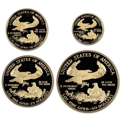 American Gold Eagle Proof Four Coin Set in OGP - Random Date