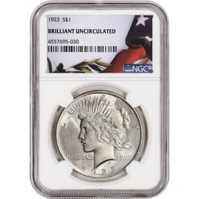 1923 US Peace Silver Dollar $1 - NGC Brilliant Uncirculated