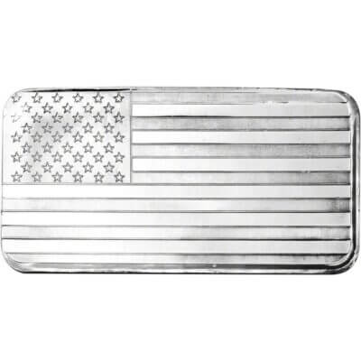 10 oz. SilverTowne Silver Bar - American Flag Design - 999 Fine