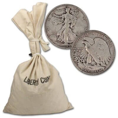 90% Silver Walking Liberty Half Dollars - $500 Face Value Bag