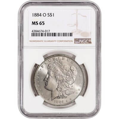 1884 O US Morgan Silver Dollar $1 - NGC MS65
