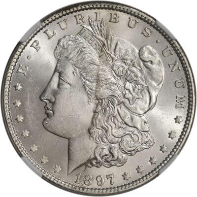 1897 US Morgan Silver Dollar $1 - NGC Brilliant Uncirculated
