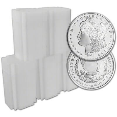 100-pc. 1 oz. Silver Round - Sunshine Morgan - .999 (Lot, Rolls, 5 Tubes of 20)