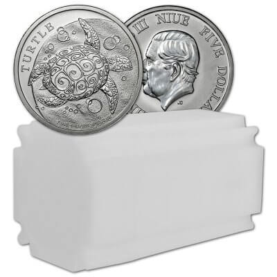 2024 Niue Silver Hawksbill Turtle 2 oz $5 - BU - 10 Coins in Mint Tube