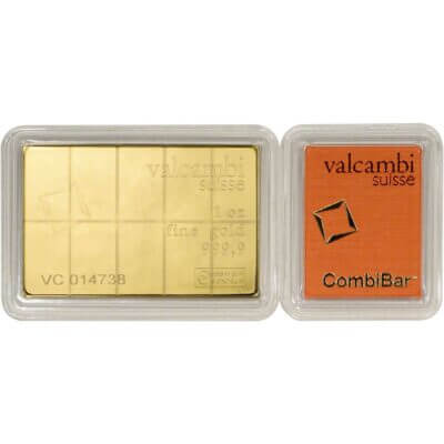 Valcambi 10x0.1 Ounce Gold CombiBar (1 oz) with Assay Card