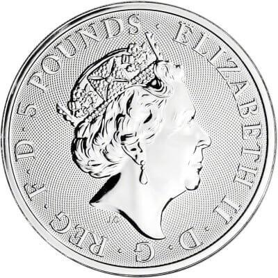 2019 Great Britain Silver Queen's Beasts - Falcon £5 - 2 oz - BU