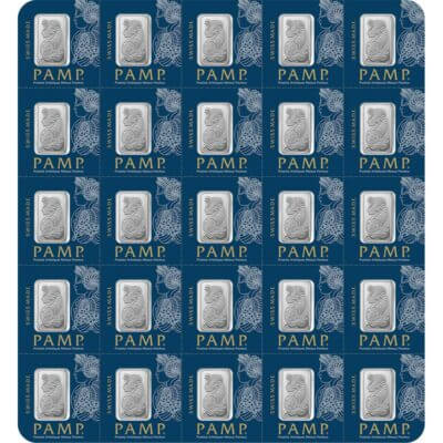 25x1 gram Platinum Bar - PAMP Suisse - Fortuna - 999.5 Fine in Sealed Assay