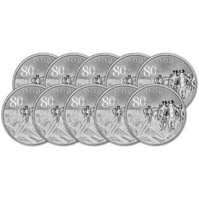 2024 Alderney Silver D-Day 80th Anniversary 1 oz £1 BU Ten 10 Coins