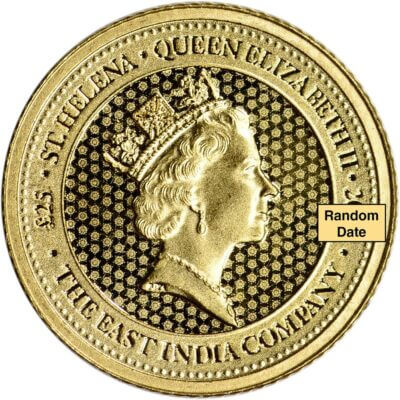 St Helena Gold Rose Crown Guinea 1/4 oz £25 - BU Random Date