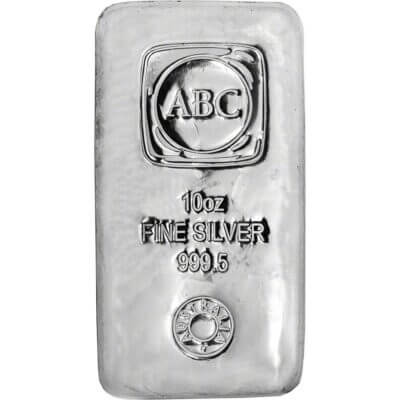 10 oz Silver Bar Cast Australian Bullion Company ABC 999.5 Fine