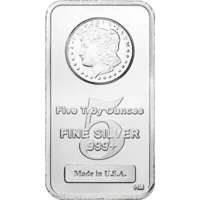 5 oz. Highland Mint Silver Bar - Morgan Dollar Design .999+ Fine