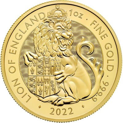 2022 Great Britain Gold Tudor Beasts Lion of England £100 - 1 oz - BU