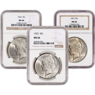 US Peace Silver Dollar - NGC MS66 - (1 Coin) Random Date and Label