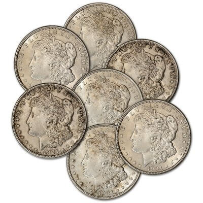 1921 US Morgan Silver Dollar - Roll of 20 coins - AU