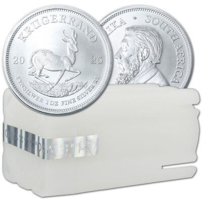 2025 South Africa Silver Krugerrand 1 oz 1 Rand - BU 1 Roll Twenty Five 25 Coins