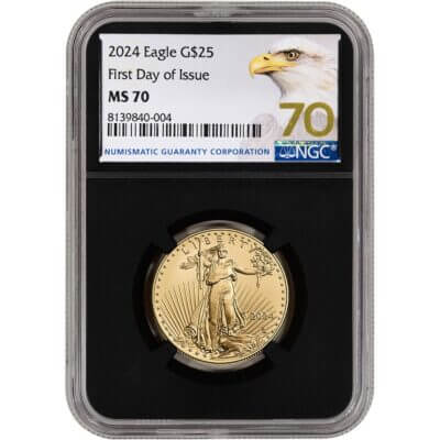 2024 American Gold Eagle 1/2 oz $25 - NGC MS70 First Day Issue Grade 70 Black