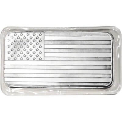 10 oz. SilverTowne Silver Bar - American Flag Design - 999 Fine