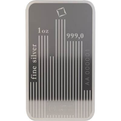 TEN (10) 1 oz Silver Bar Valcambi Suisse Skyline .999 Fine in Sealed Assay Card